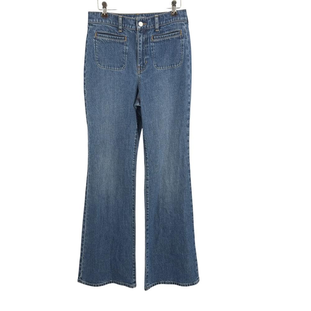 J.Crew 96 Flare Jeans Womens 26 Blue High Rise Patch Pocket‎ Denim 35" Inseam